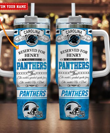 Customizable Panthers Fan Mug with Straw - Perfect Gift for Sports Enthusiasts