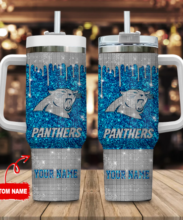 Personalized Glitter Panther Travel Mug with Custom Name - Perfect Gift