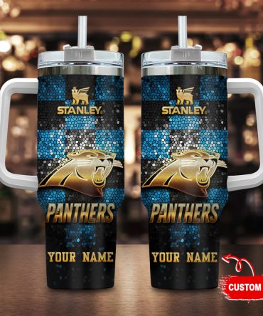 Custom Name Stanley Panthers Tumbler - Insulated Mug with Handle & Straw