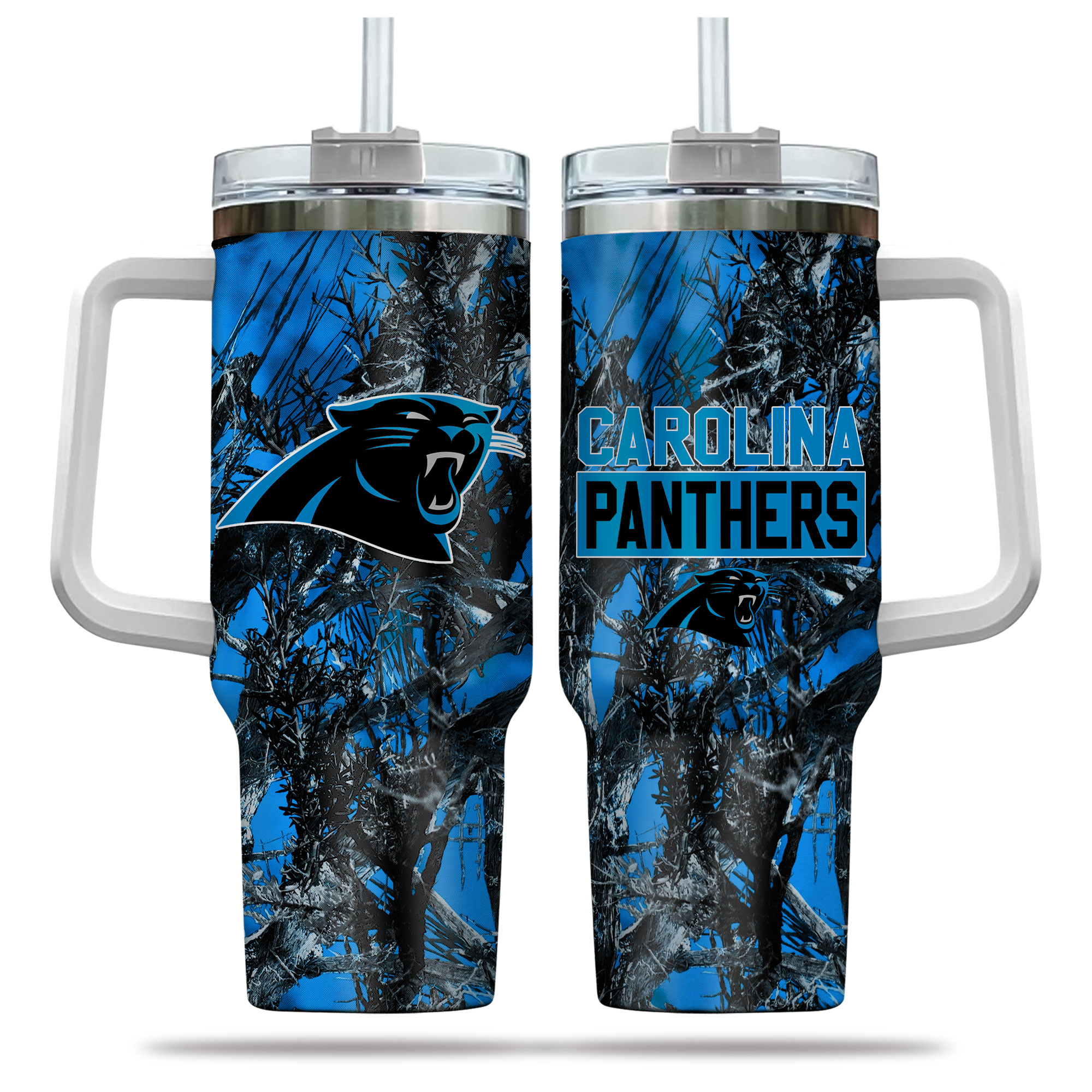Carolina Panthers Camouflage Travel Tumbler with Handle - 40oz