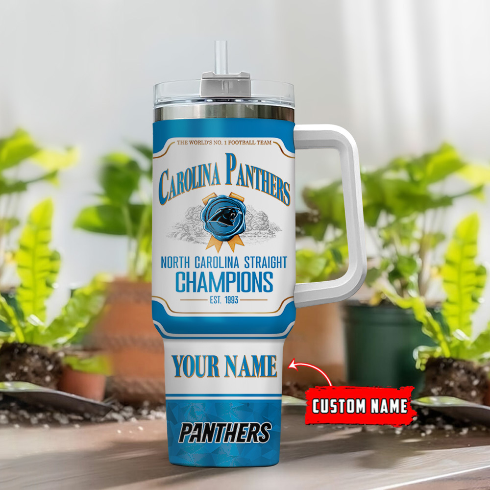 Custom Carolina Panthers Champions Tumbler with Handle - Personalized Gift - Image 2