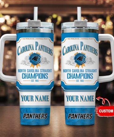 Custom Carolina Panthers Champions Tumbler with Handle - Personalized Gift