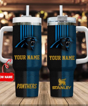 Custom Name Panthers Tumbler with Straw - Personalized Stanley Cup Design