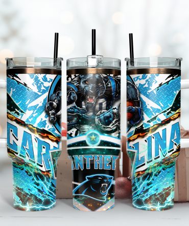 Dynamic Panther Graphic Travel Tumbler with Handle - Perfect Gift for Sports Fans