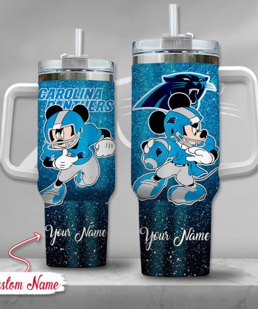 Personalized Carolina Panthers Mickey Tumbler - Custom Name Gift