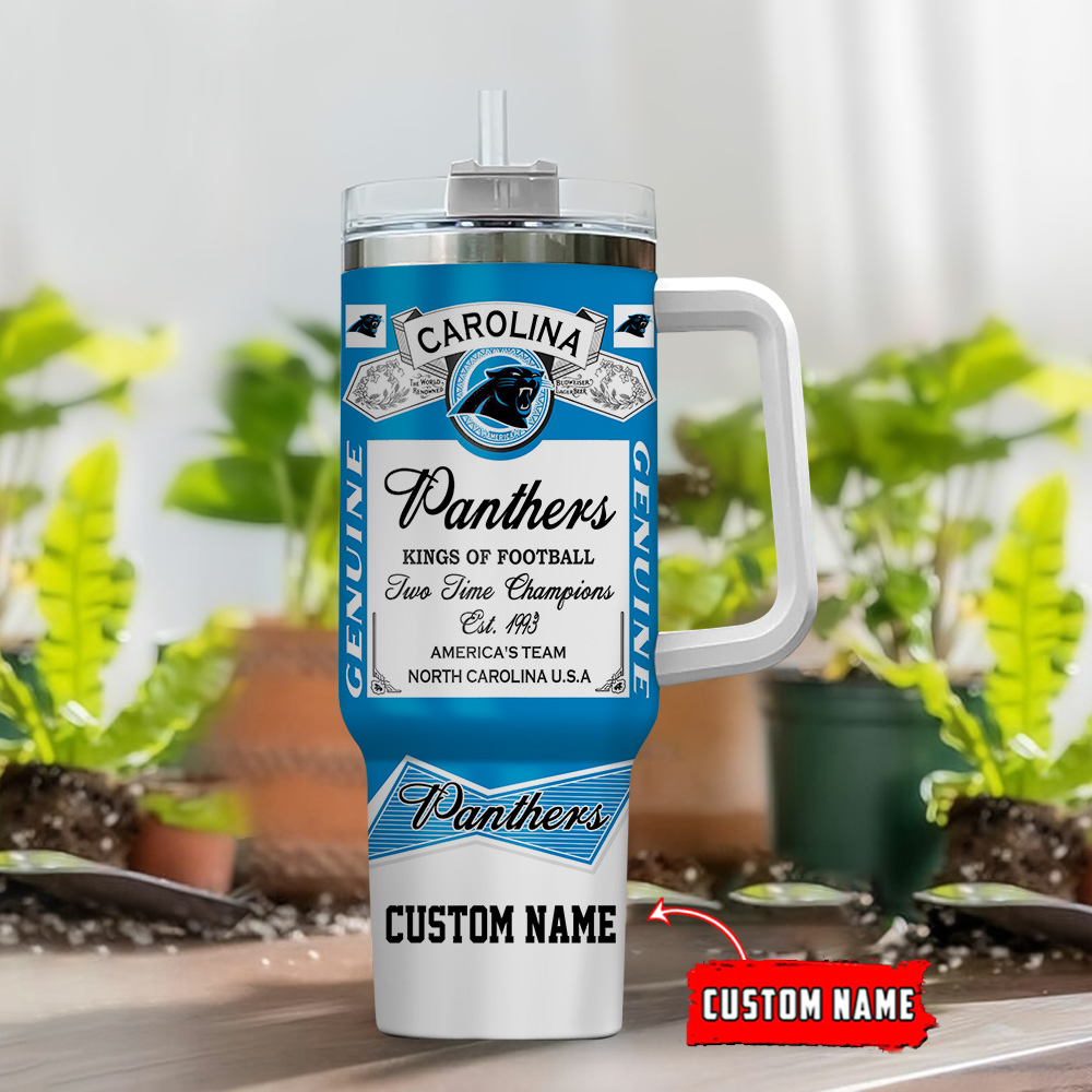 Custom Name Panthers Football Tumbler - Personalized Gift for Fans - Image 2