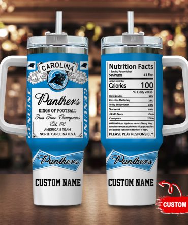 Custom Name Panthers Football Tumbler - Personalized Gift for Fans