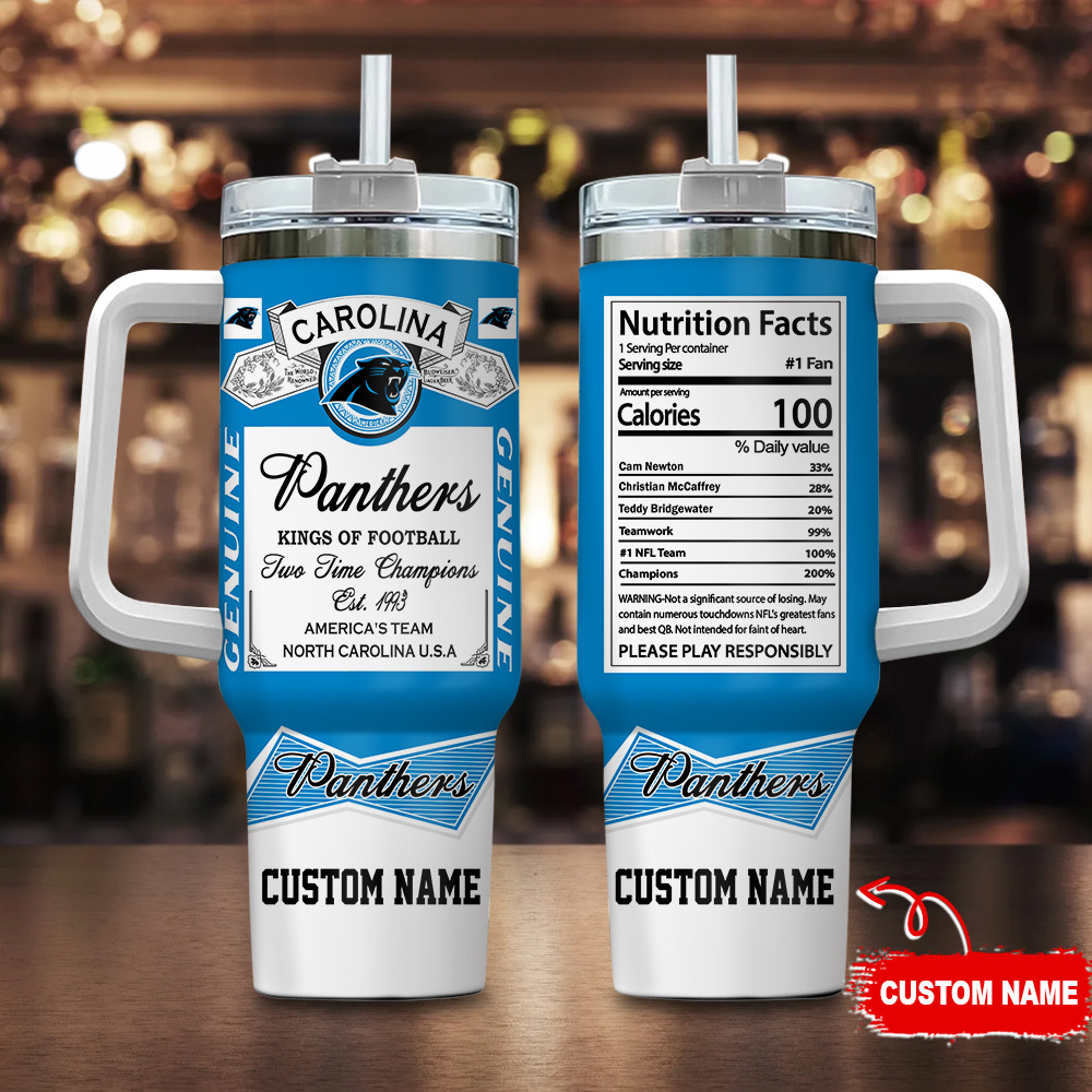 Custom Name Panthers Football Tumbler - Personalized Gift for Fans