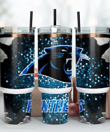 Premium Panther Design Insulated Tumbler with Handle & Straw - Perfect Gift for Fans