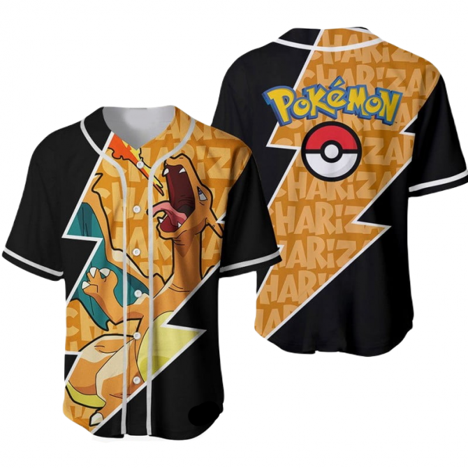 Unisex Pokémon Charizard Baseball Jersey - Vibrant Design For Fans & Collectors