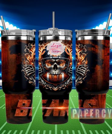 Fiery Skull Football Tumbler with Straw - Perfect for Game Day Enthusiasts