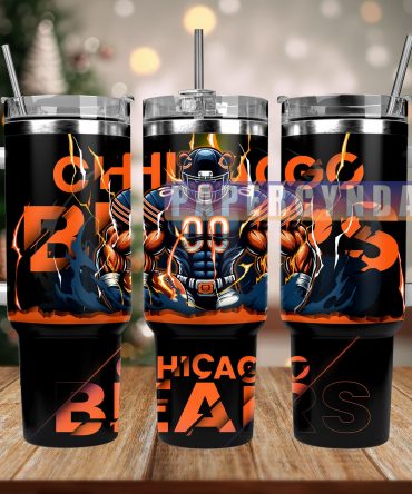 Chicago Bears Fan Tumbler - Double-Walled Insulated Sports Mug with Handle
