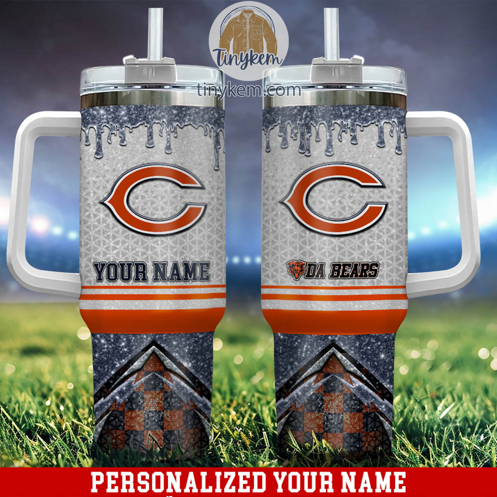 Custom Chicago Bears Tumbler with Handle - Personalized Name & Logo