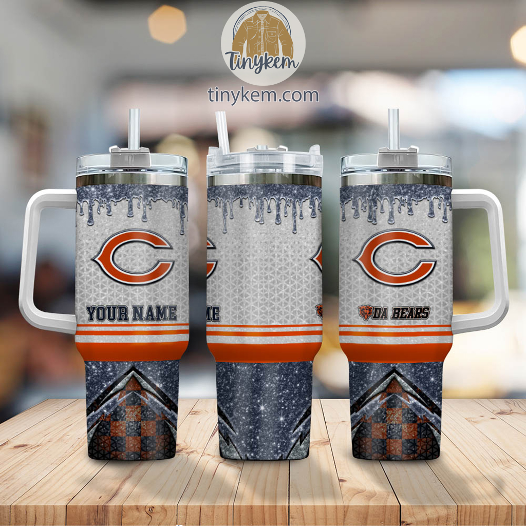 Custom Chicago Bears Tumbler with Handle - Personalized Name & Logo - Image 2