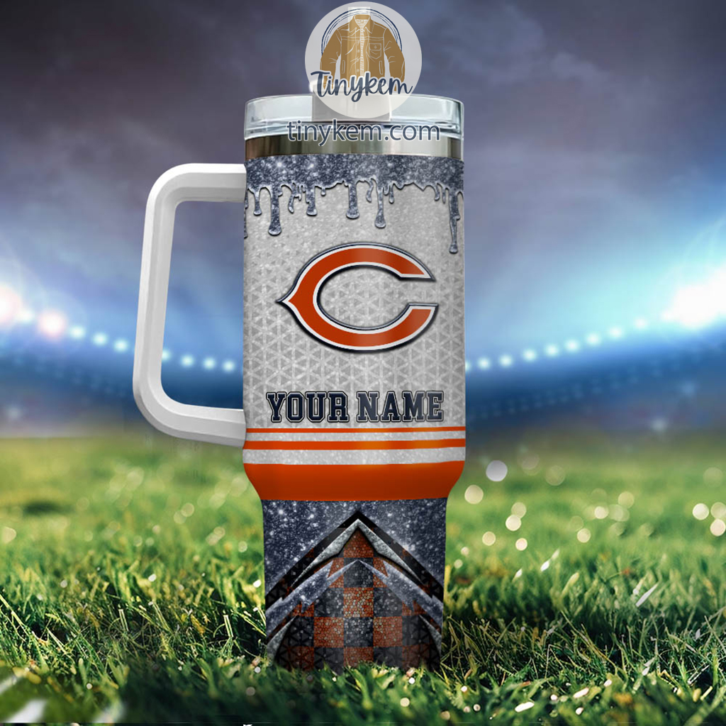 Custom Chicago Bears Tumbler with Handle - Personalized Name & Logo - Image 3