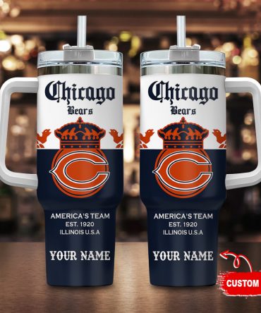 Custom Chicago Bears Tumbler with Handle - Personalized Fan Gift