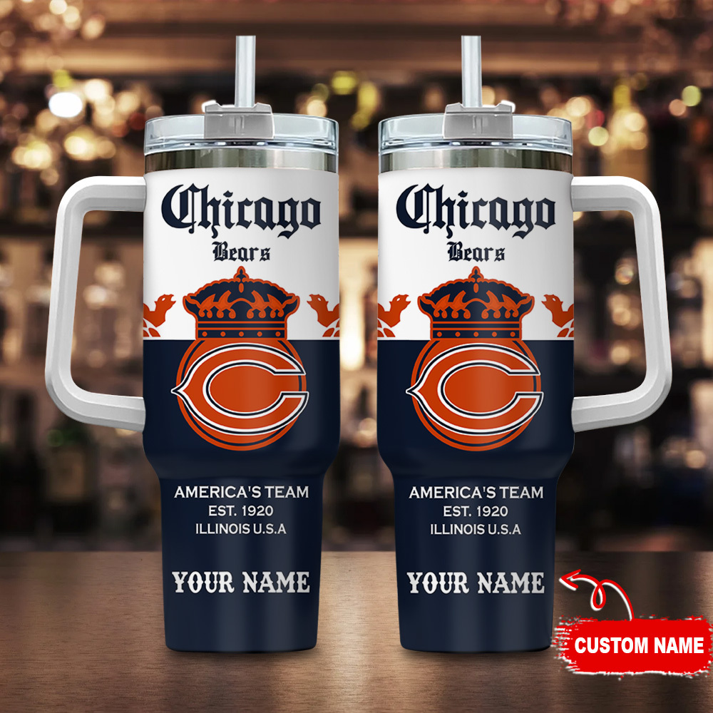 Custom Chicago Bears Tumbler with Handle - Personalized Fan Gift