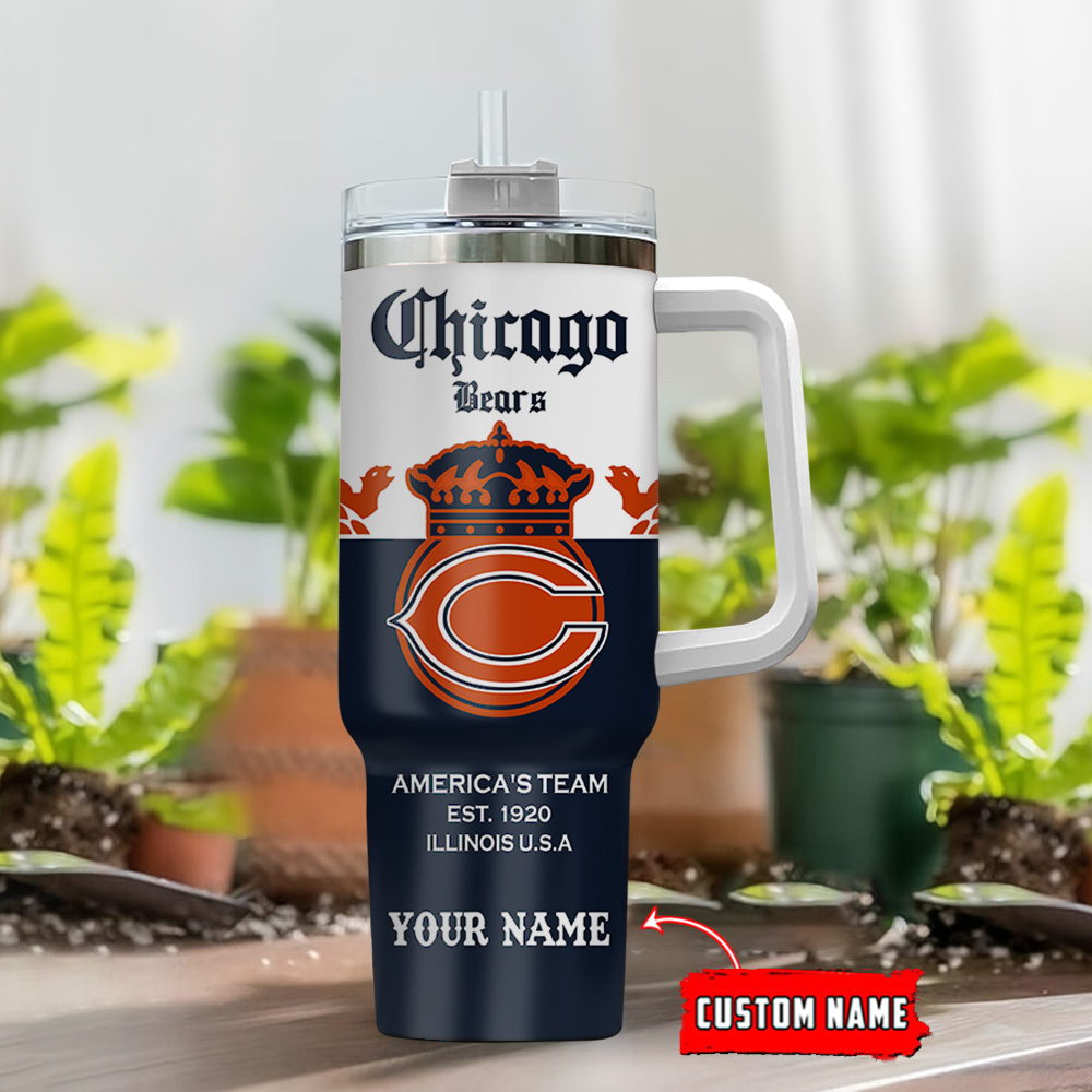 Custom Chicago Bears Tumbler with Handle - Personalized Fan Gift - Image 2