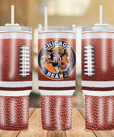Chicago Bears Football Tumbler with Handle & Straw - Perfect for Fans!