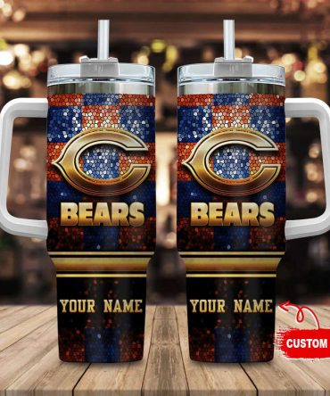Personalized Bears Tumbler with Handle & Straw - Custom Name Gift