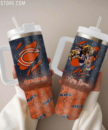 Personalized Chicago Bears Tumbler - Custom Name Gifts for Fans