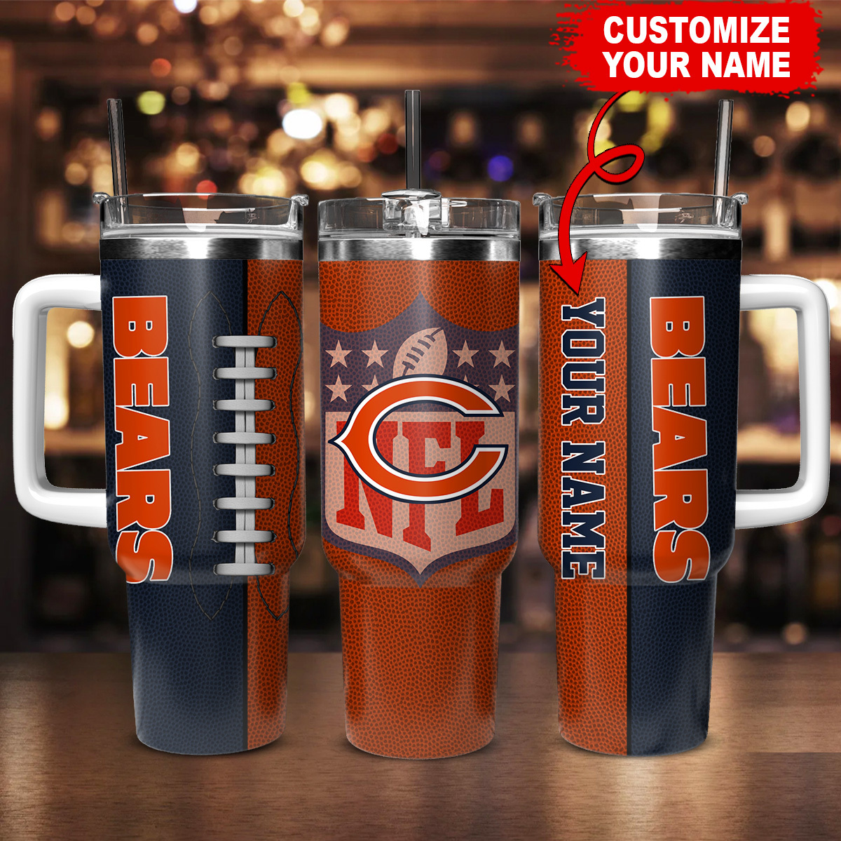 Personalized NFL Team Tumbler with Handle - Custom Name & Logo Design - Image 2