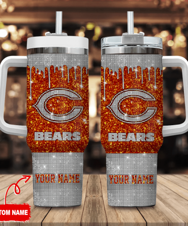 Custom Glitter Bears Tumbler with Handle - Personalized Name