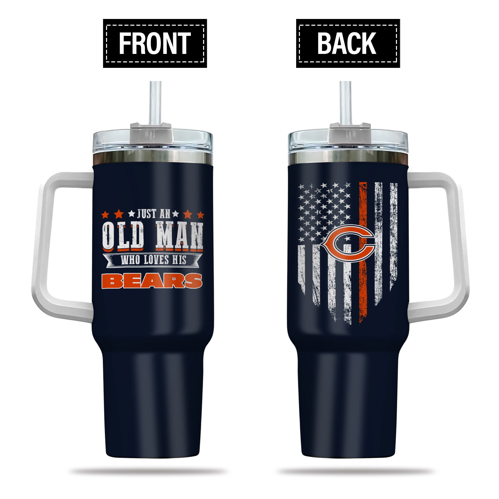 Old Man Bears Fan Tumbler - Patriotic Design for Diehard Fans