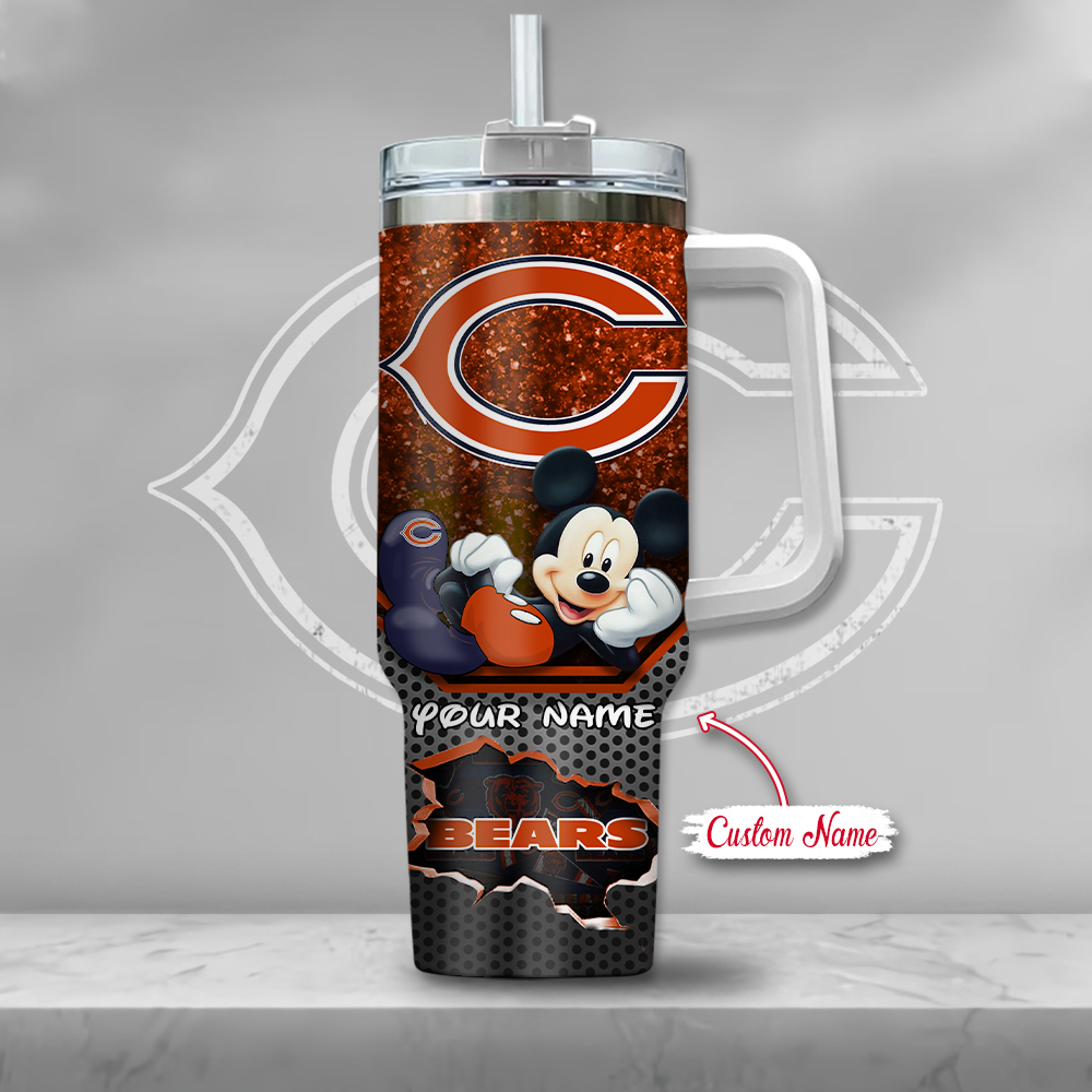 Custom Chicago Bears Tumbler with Mickey Mouse Design - Personalized Sports Fan Gift - Image 2