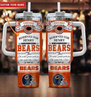 Customizable Chicago Bears Tumbler with Straw - Personalize Your Drinkware!