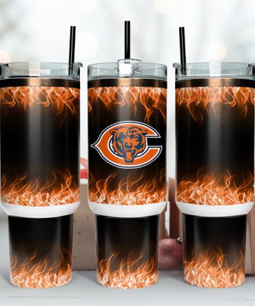 Fiery Bear Logo Tumbler with Handle - Perfect Gift for Sports Fans