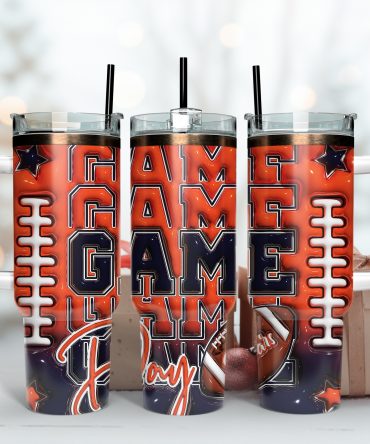 Game Day Football Tumbler with Straw - Perfect for Sports Fans