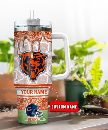 Custom Chicago Bears Tumbler with Straw - Personalized NFL Fan Gift