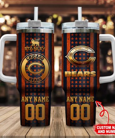 Personalized Chicago Bears Tumbler - Custom Name & Number - 40oz Stanley Mug