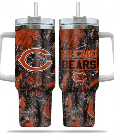 Chicago Bears Camouflage Tumbler with Handle & Straw - Perfect for Fans