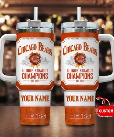 Custom Chicago Bears Champions Tumbler with Straw - Personalized Name