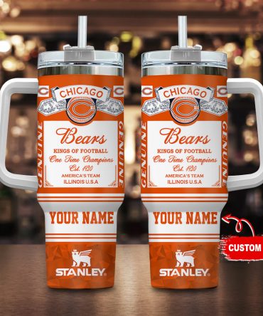 Custom Chicago Bears Tumbler with Handle - Personalized Stanley Cup Holder