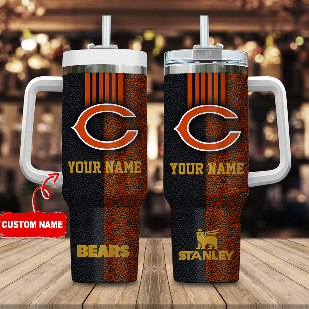 Personalized Football Team Vacuum Insulated Mug with Straw & Handle