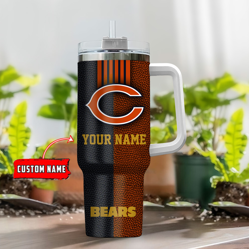 Personalized Football Team Vacuum Insulated Mug with Straw & Handle - Image 2