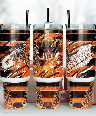 Chicago Bears Fan Tumbler with Handle - 40oz Insulated Travel Mug