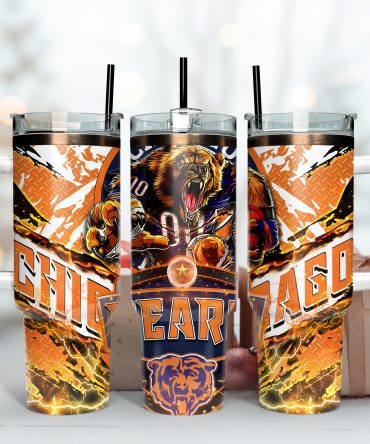 Chicago Bears Tumbler - Ultimate Fan Insulated Drinkware with Handle & Straw