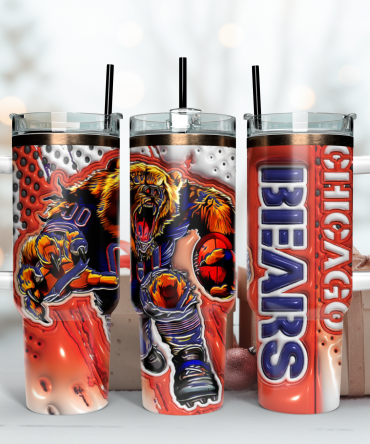 Fierce Bear Sports Tumbler - Insulated Mug with Straw & Handle