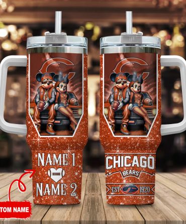Personalized Chicago Bears Tumbler with Handle - Custom Name Gift