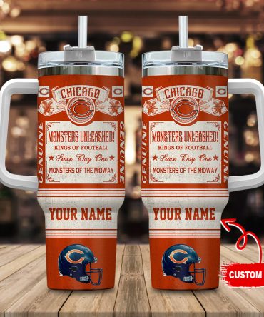 Custom Chicago Football Tumbler - Personalized Name & Team Spirit Design