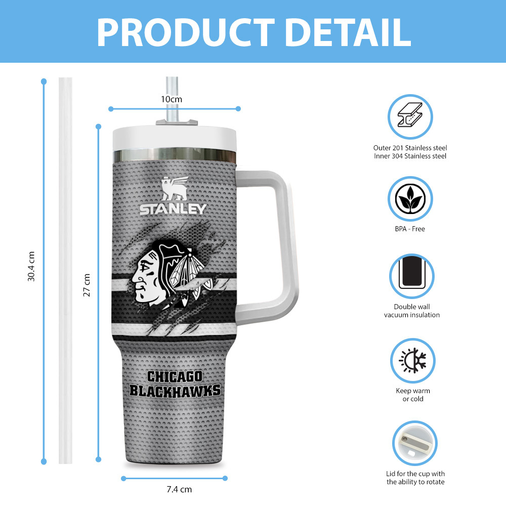 Stanley Chicago Blackhawks Insulated Tumbler with Handle - NHL Fan Essential - Image 6