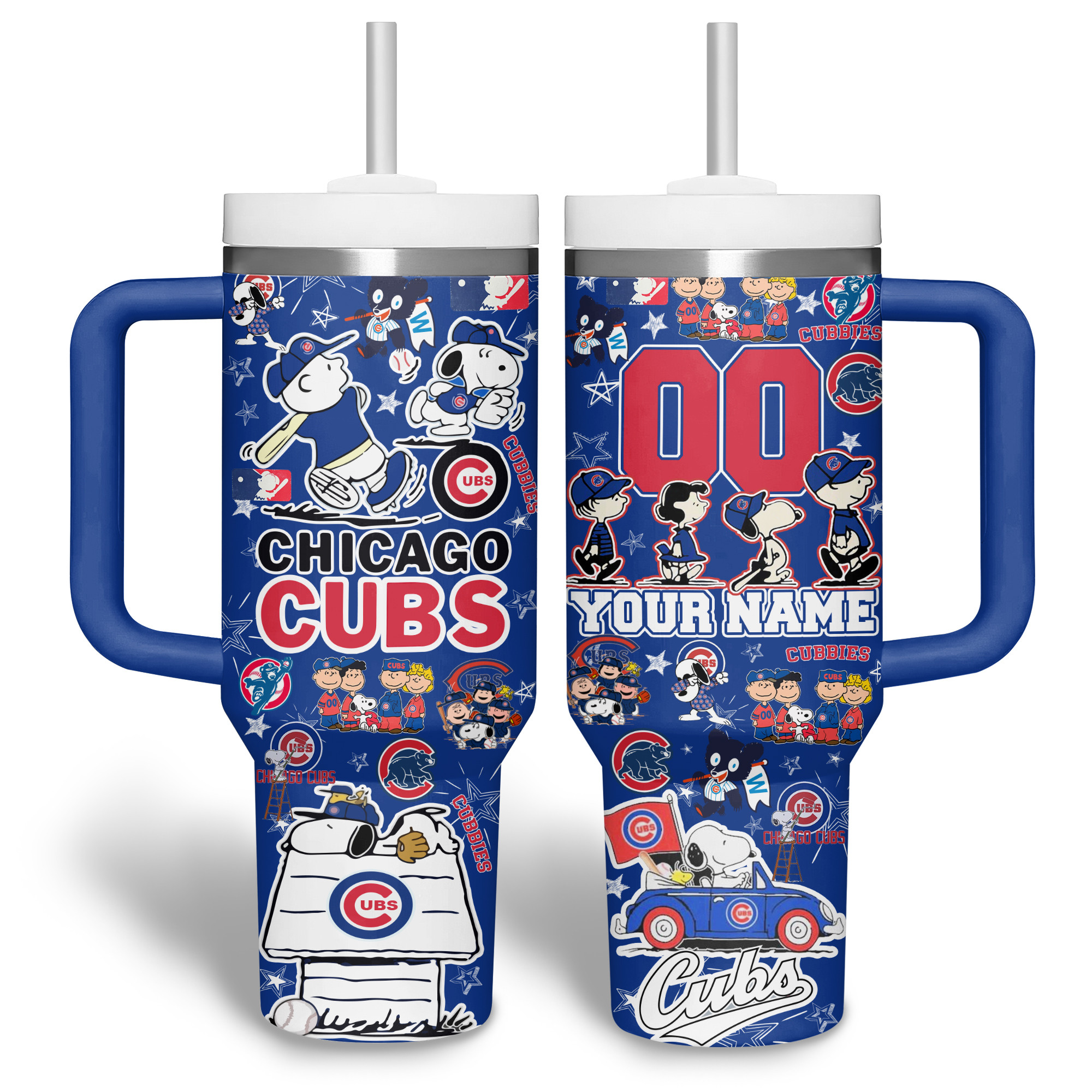 Customizable Chicago Cubs Peanuts Tumbler - Personalized Name & Number - Image 8
