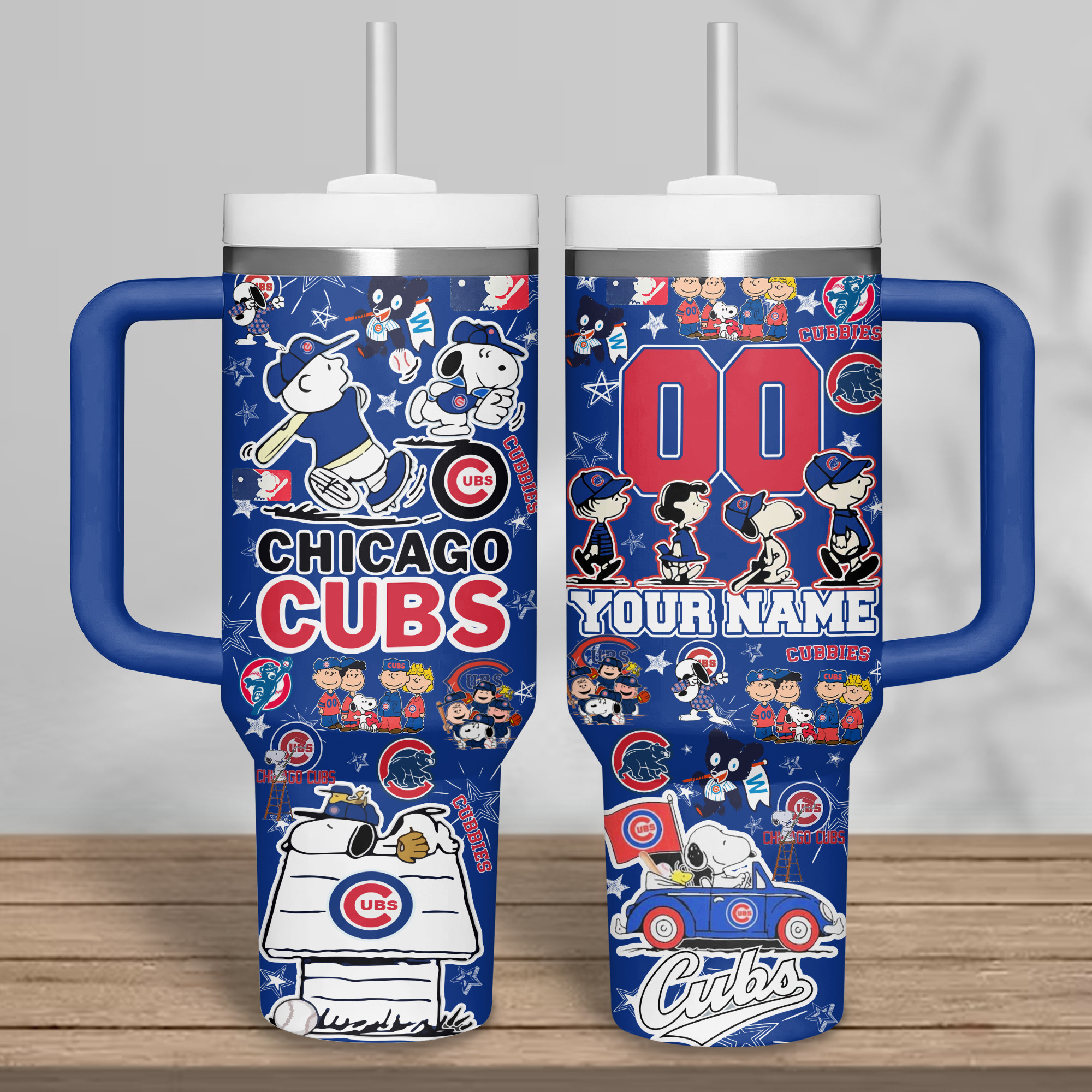 Customizable Chicago Cubs Peanuts Tumbler - Personalized Name & Number - Image 9