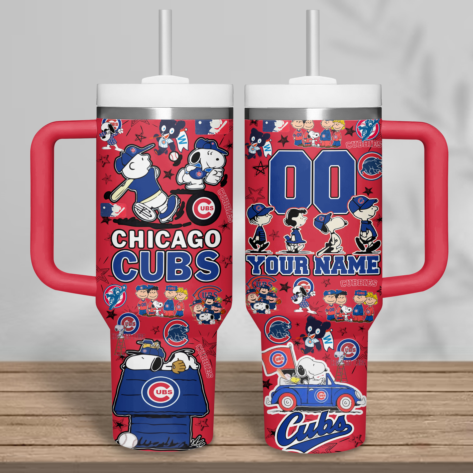Customizable Chicago Cubs Peanuts Tumbler - Personalized Name & Number - Image 5