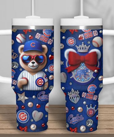 Charming Cubs Fan Bear Tumbler - Perfect Gift for Baseball Lovers