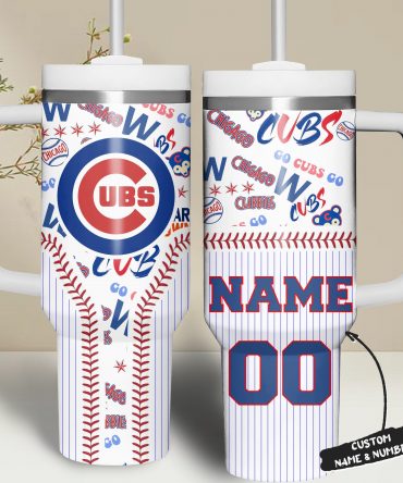 Personalized Chicago Baseball Fan Tumbler with Custom Name & Number